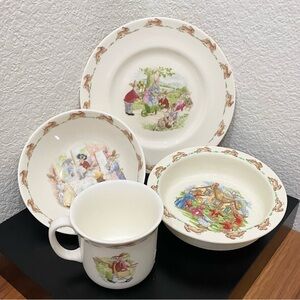 Vintage 1936 ROYAL DOULTON England “Bunnykins” English Fine Bone China 4pc Set